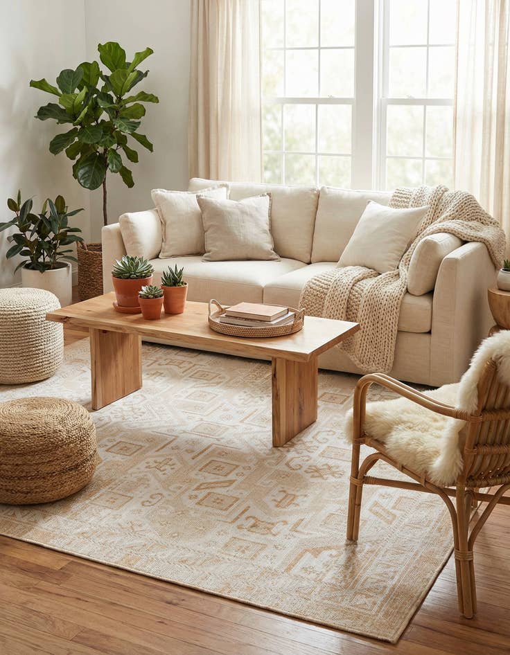 Detail image of 7' 10 x 7' 10 Easy-Clean Aztec Indoor / Outdoor Square Rug