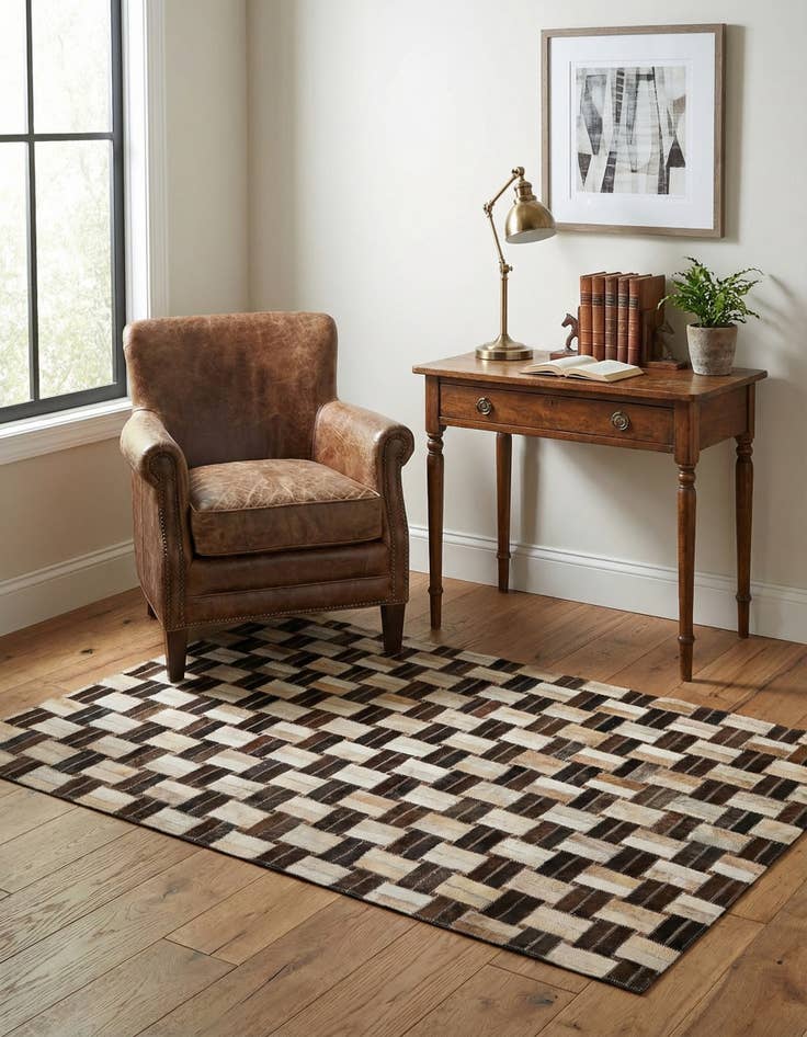 Detail image of 3' 1 x 4' 11 Cowhide - Patchwork Rug