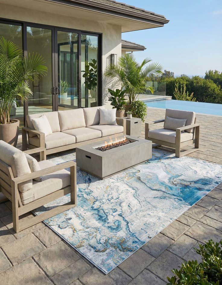 Detail image of 10' x 10'  Washable Modern Indoor / Outdoor Square Rug