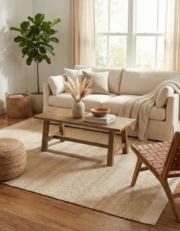 Ivory and White Hand Woven Lariat Rug
