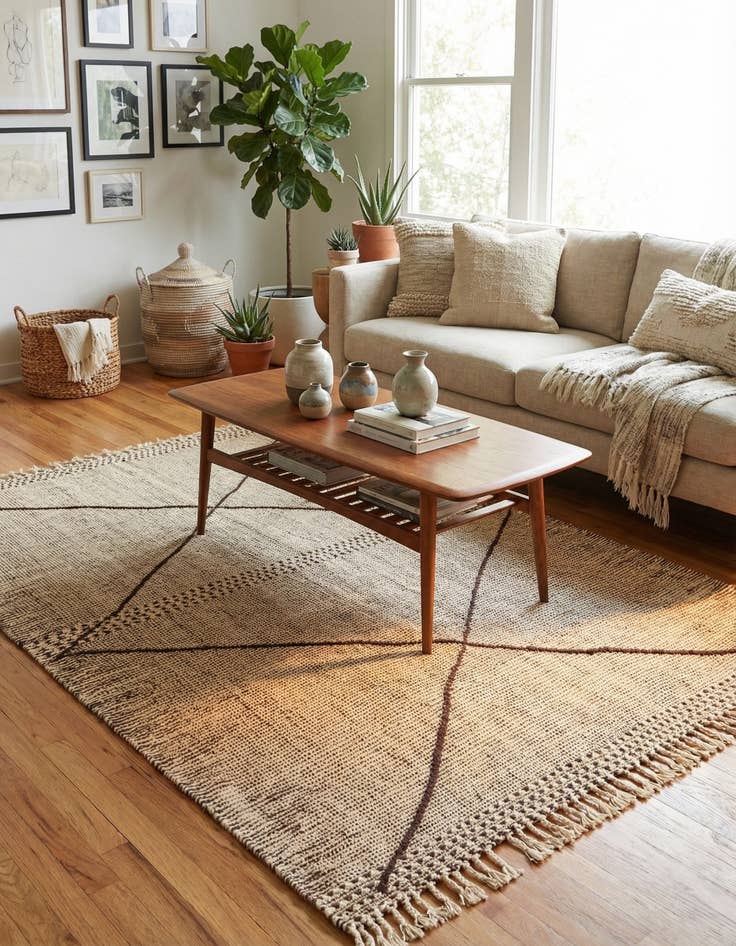 Detail image of 4' 11 x 7'  Hand Knotted Moroccan Wool Rug