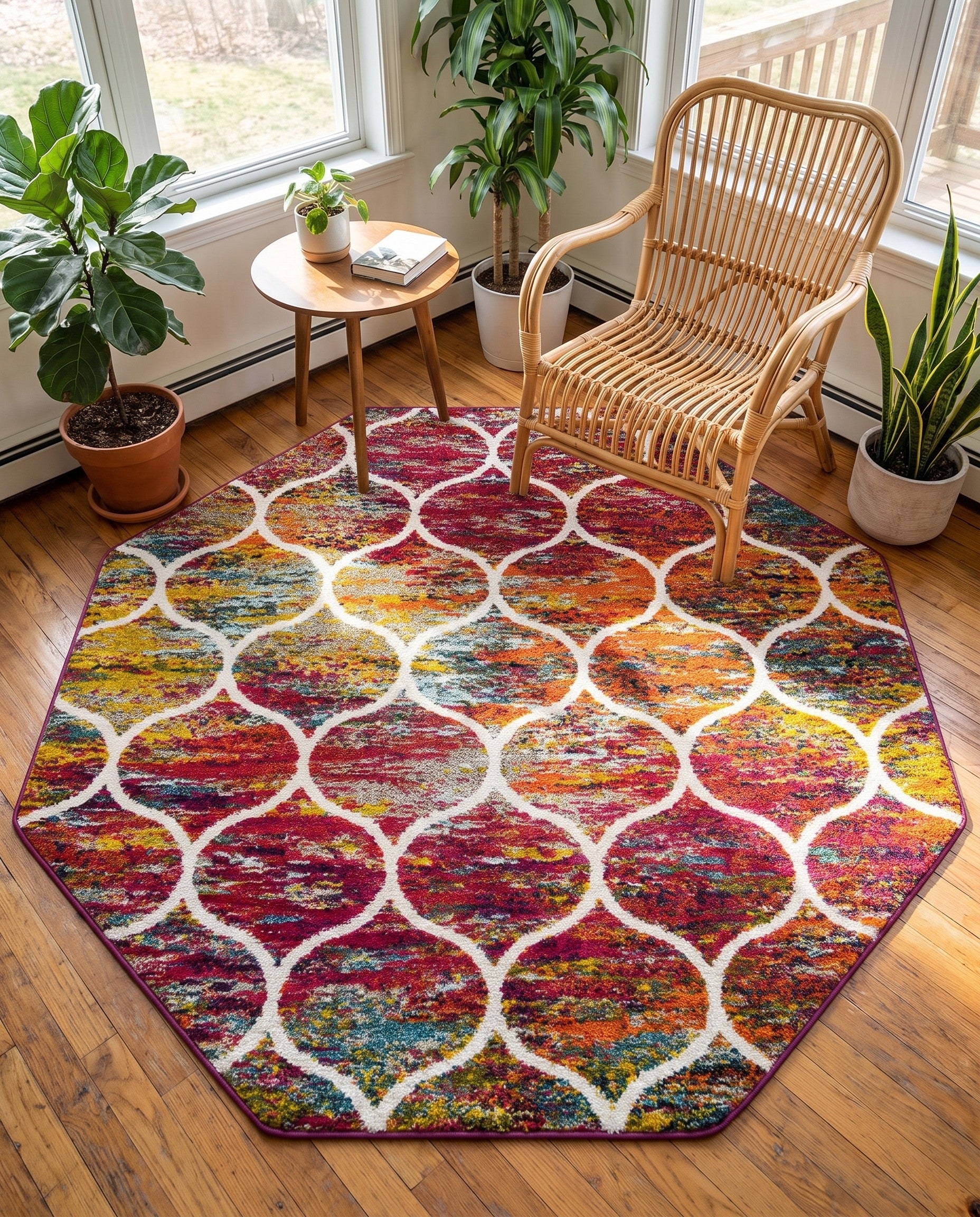 7' x 7' Lattice Frieze Octagon Rug