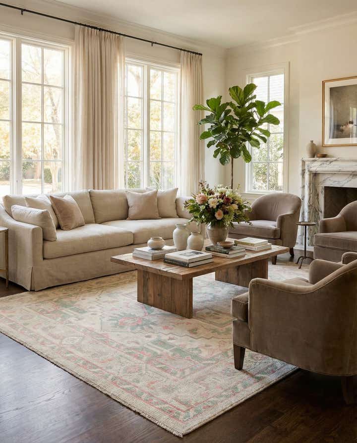 8' 7 x 10' 5 Hand Knotted Oushak Wool Rug