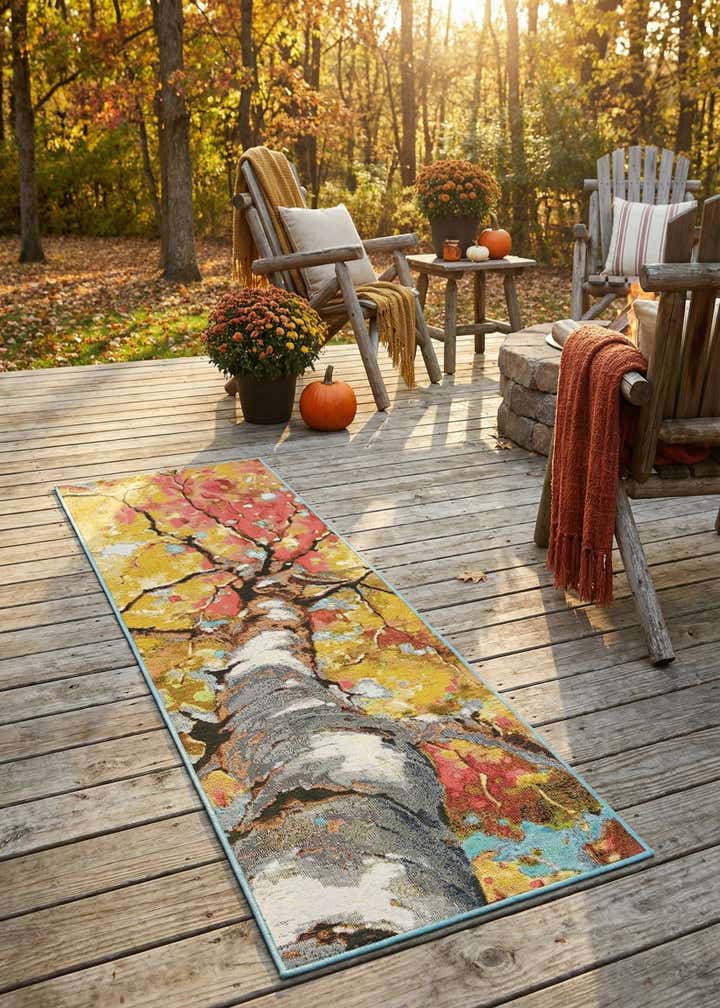 2' x 6' 1 Easy-Clean Botanical Indoor / Outdoor Runner Rug