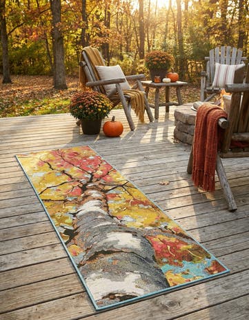 2' x 6' 1 Easy-Clean Botanical Indoor / Outdoor Runner Rug