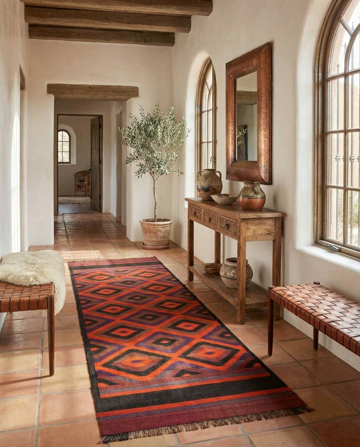Detail image of 4' x 12' Hand Woven Kilim Fars Wool Runner Rug