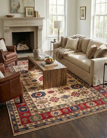 6' 8 x 9' 5 Hand Knotted Kazak Rug