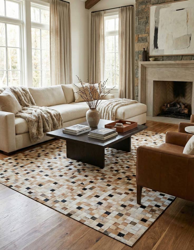 Detail image of 7' 11 x 9' 10 Cowhide Stocks Rug