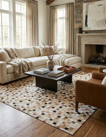 7' 11 x 9' 10 Cowhide Stocks Rug