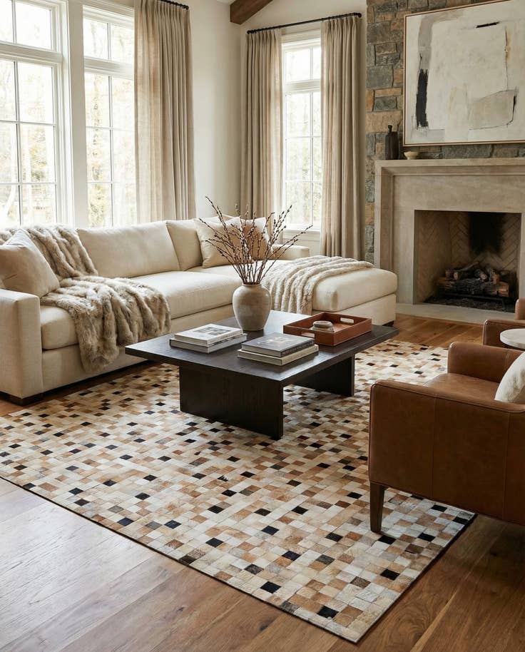 Detail image of 7' 11 x 9' 10 Cowhide Stocks Rug