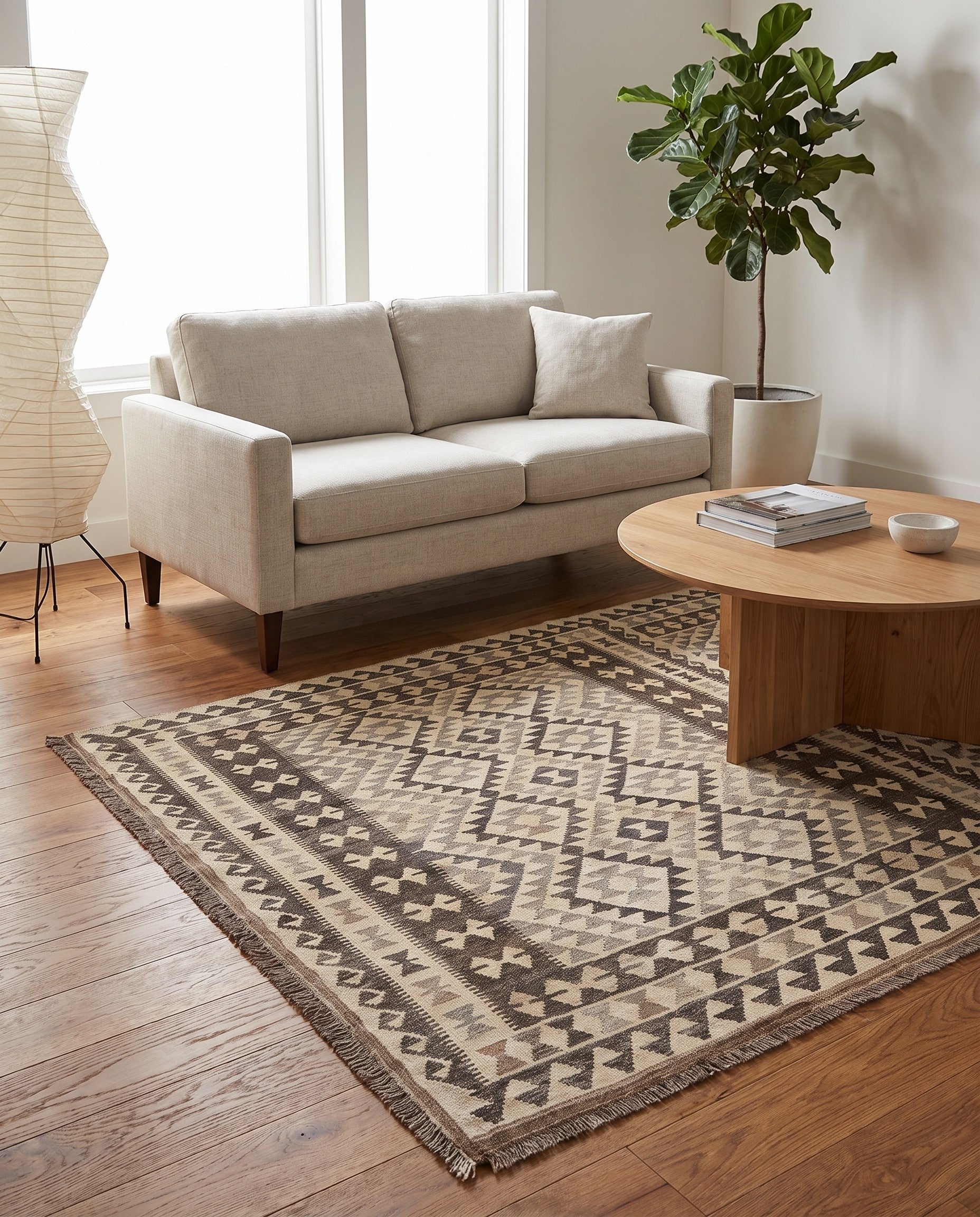 5' x 6' 7 Hand Woven Kilim Maymana Wool Rug