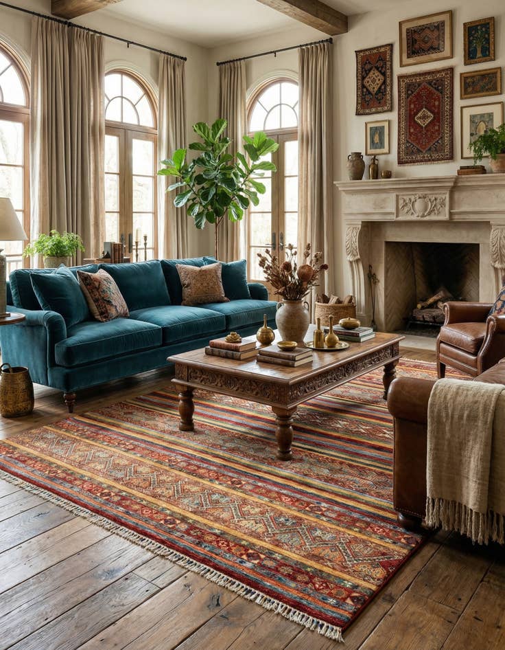 Detail image of 8' 2 x 9' 8 Torkman Wool Rug