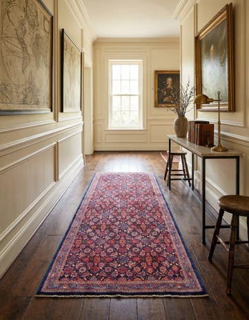 4' 7 x 10' 5 Hand Knotted Farahan Persian Wool Runner Rug