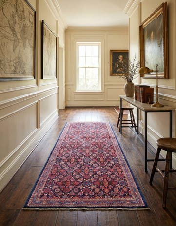 4' 7 x 10' 5 Hand Knotted Farahan Persian Wool Runner Rug