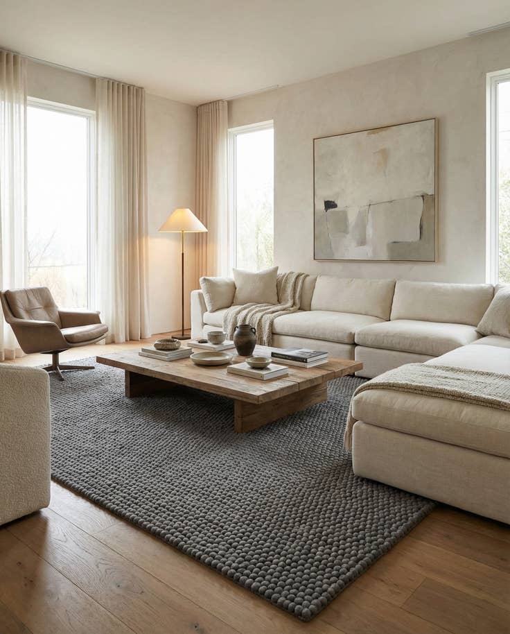 Detail image of 10' x 10' Felt Ball Wool Square Rug