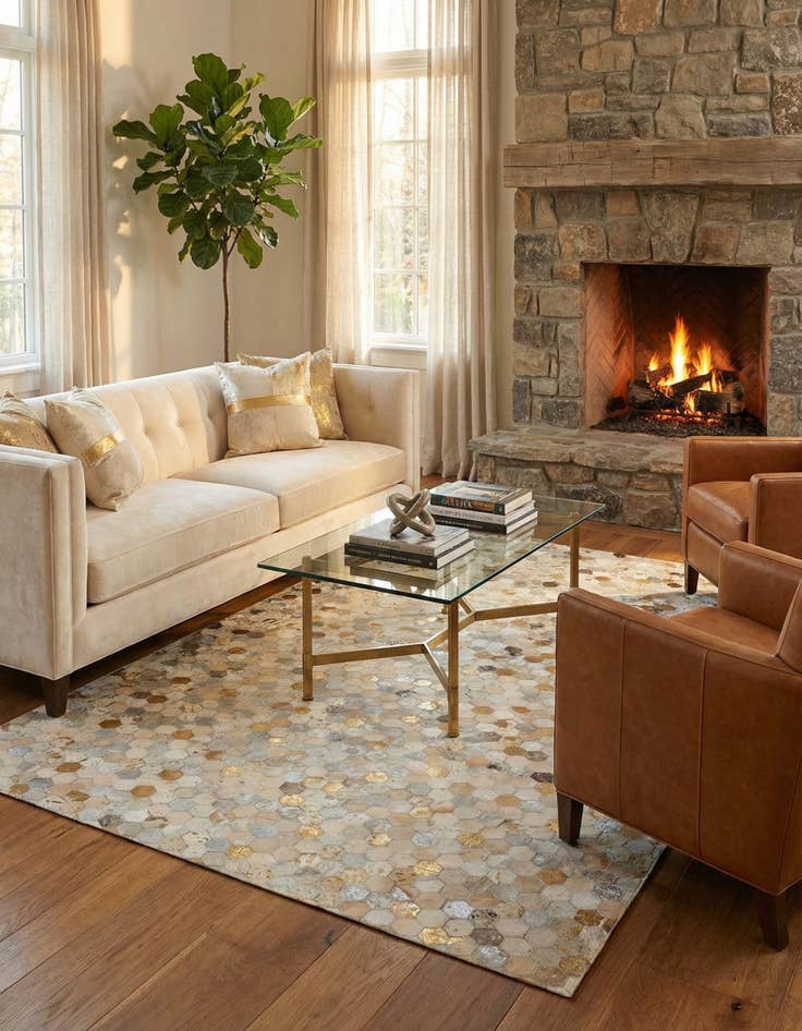 Detail image of  5' x 8' Cowhide - Patchwork Rug