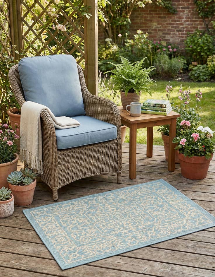 Detail image of 2' x 3' Easy-Clean Botanical Indoor / Outdoor Rug