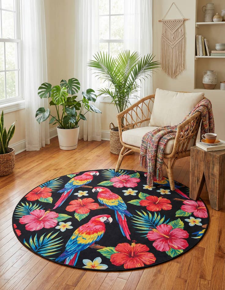 Detail image of 3' 3 x 3' 3  Washable Jill Zarin Caribbean Indoor / Outdoor Round Rug