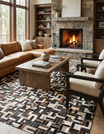 5' x 7' 10 Cowhide Leather Rug