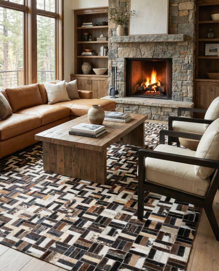 5' x 7' 10 Cowhide Leather Rug