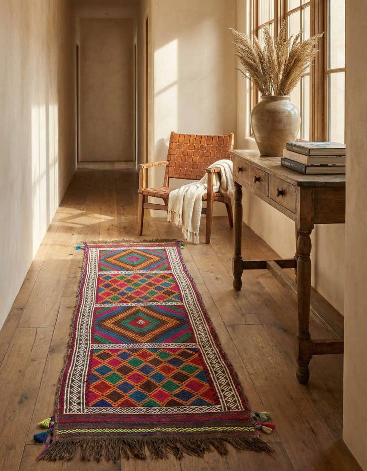 Detail image of 2' 1 x 7' 9  Hand Knotted Kilim Fars Persian Wool Runner Rug