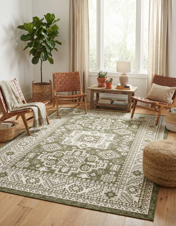 Detail image of 6' x 9'  Washable Aztec Indoor / Outdoor Rug