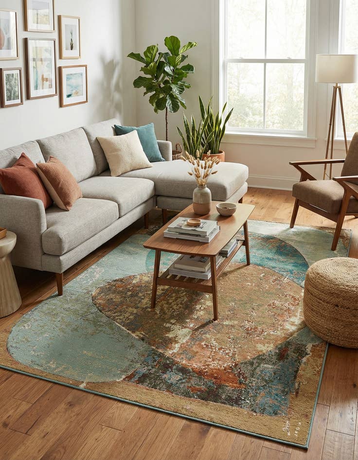 Detail image of 5' 3 x 8' Easy-Clean Modern Indoor / Outdoor Rug