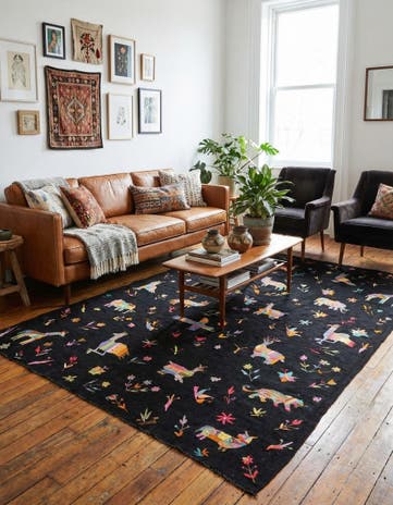 6' 3 x 9' 4 Hand Woven Kilim Suzani Wool Rug