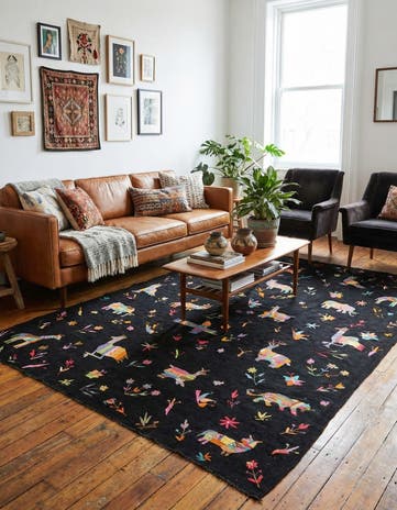 6' 3 x 9' 4 Hand Woven Kilim Suzani Wool Rug