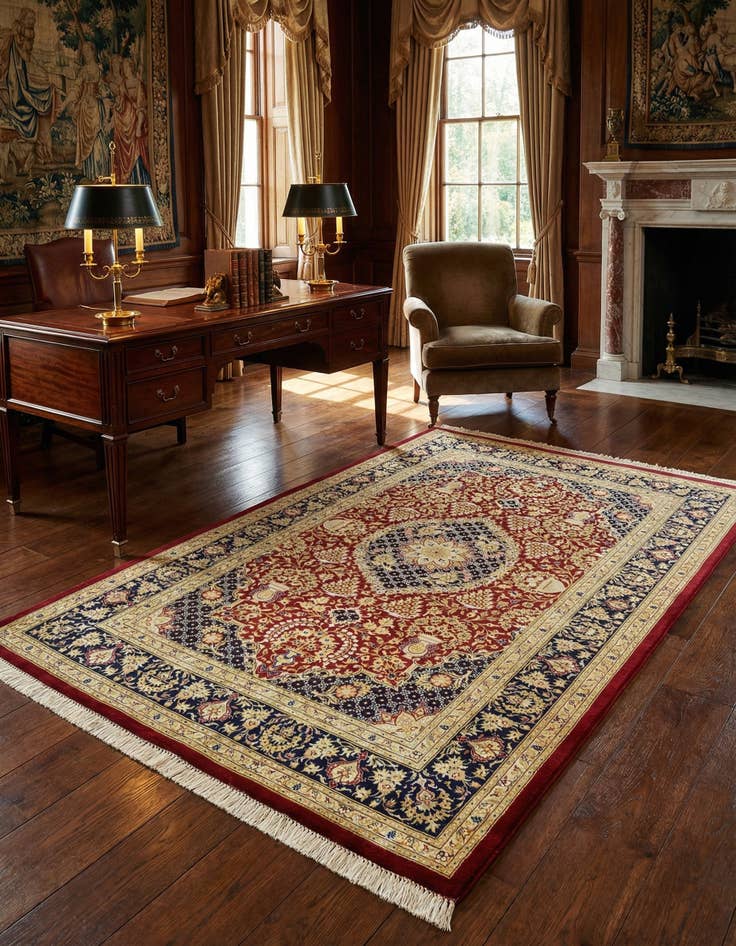 Detail image of 3' 2 x 4' 10 Ghom Silk Rug