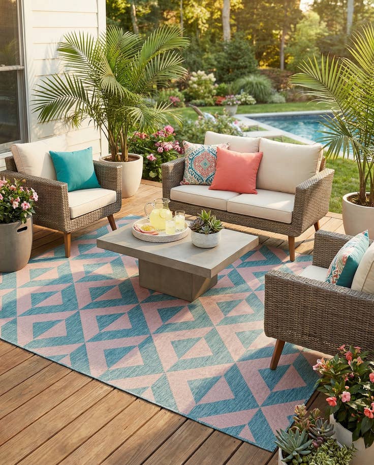 Detail image of 7' 10 x 7' 10 Easy-Clean Jill Zarin Napa Indoor / Outdoor Square Rug
