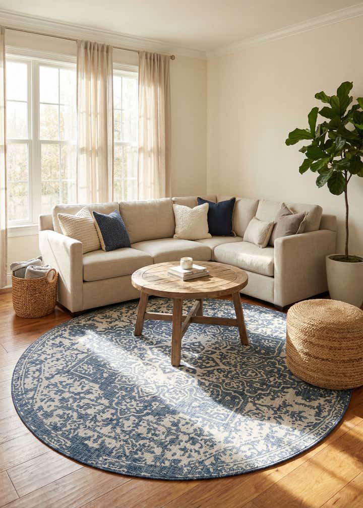 10' 8 x 10' 8 Easy-Clean Jill Zarin Dubai Indoor / Outdoor Round Rug