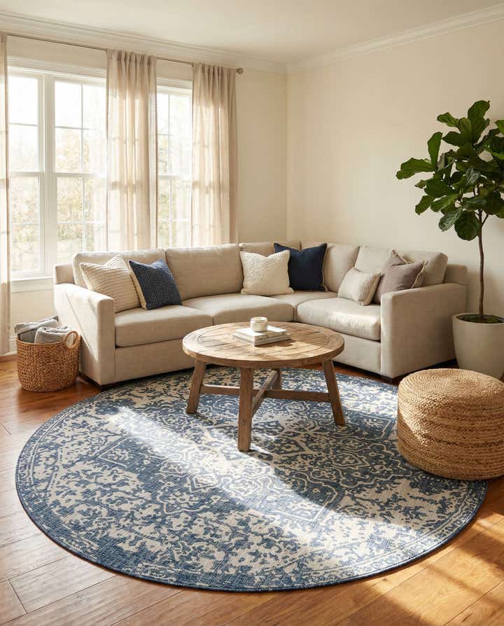10' 8 x 10' 8 Easy-Clean Jill Zarin Dubai Indoor / Outdoor Round Rug