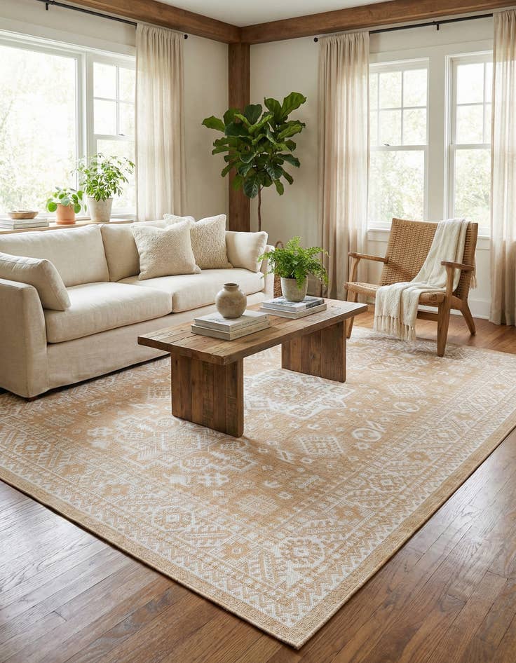 Detail image of 7' x 10'  Washable Aztec Indoor / Outdoor Rug