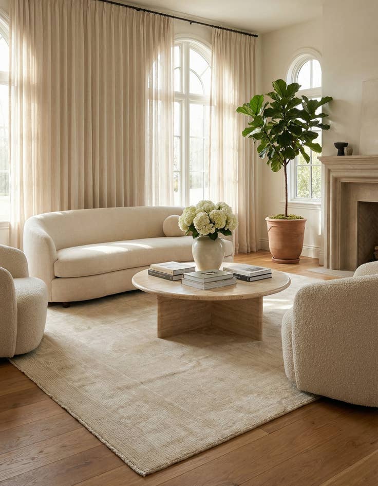 Detail image of 8' 9 x 9' 9  Hand Knotted Oushak Wool Rug