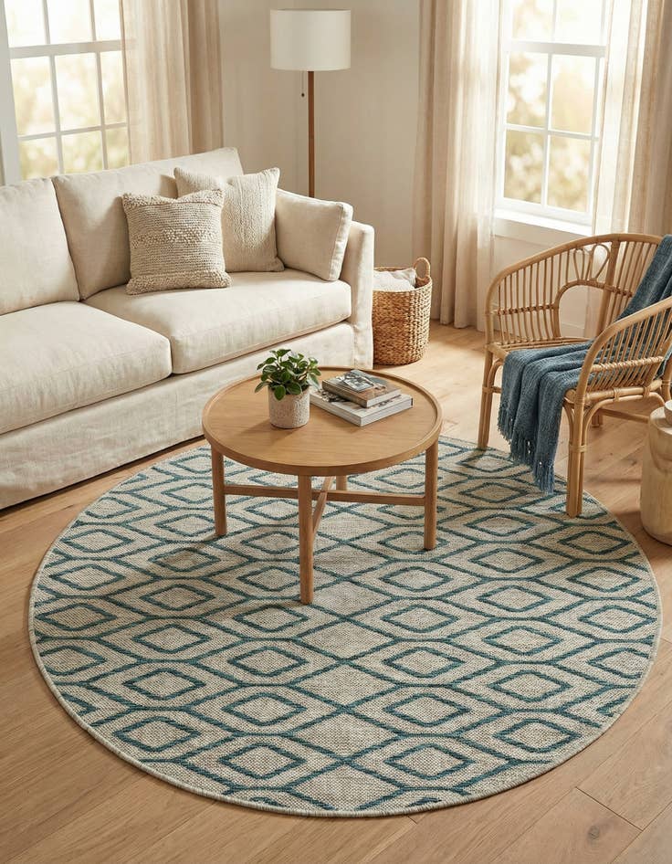 Detail image of 4' x 4'  Washable Jill Zarin Turks and Caicos Indoor / Outdoor Round Rug