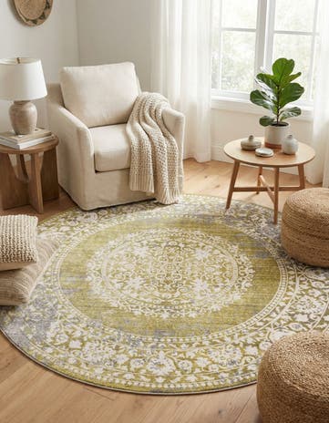 Light Green Modern Classical Round Rug