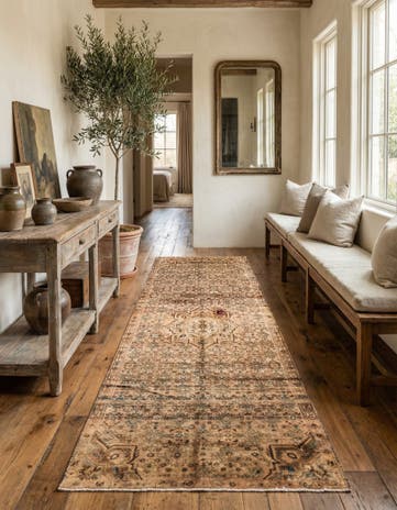 4' 5 x 10' Hand Knotted Ultra Vintage Persian Wool Runner Rug