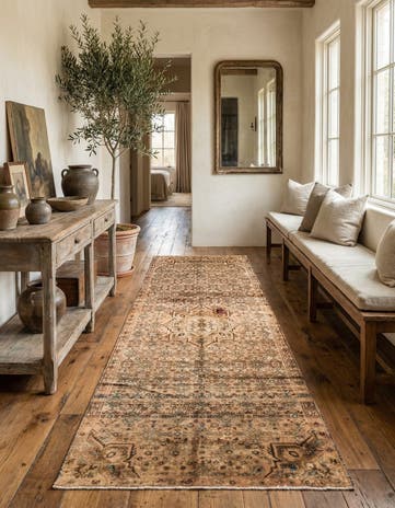 4' 5 x 10' Hand Knotted Ultra Vintage Persian Wool Runner Rug