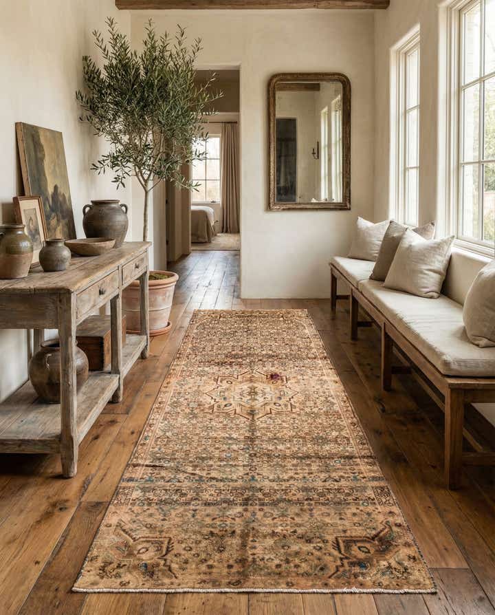 4' 5 x 10' Hand Knotted Ultra Vintage Persian Wool Runner Rug