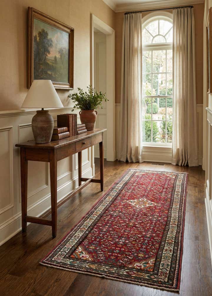 4' x 10' 5 Hand Knotted Hossainabad Persian Wool Runner Rug