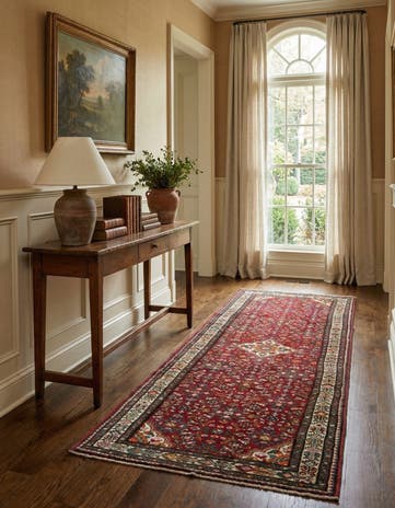 4' x 10' 5 Hand Knotted Hossainabad Persian Wool Runner Rug