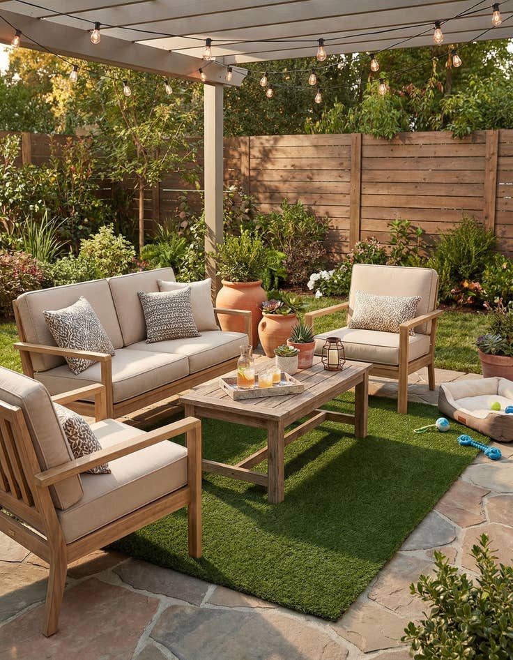 Detail image of 7' 10 x 11'  Washable Grass Indoor / Outdoor Rug