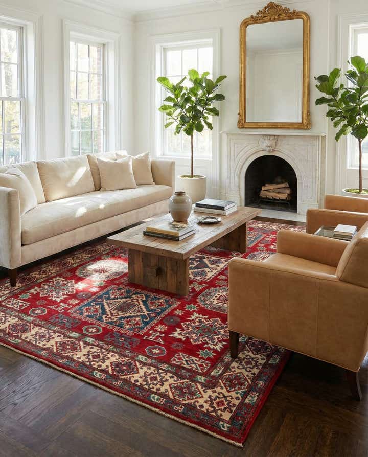 6' 7 x 9' 8 Hand Knotted Kazak Rug