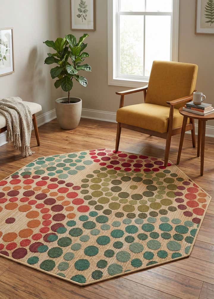 4' x 4' Easy-Clean Modern Indoor / Outdoor Octagon Rug