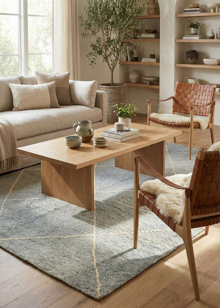 4' 6 x 6' 8 Hand Knotted Moroccan Wool Rug