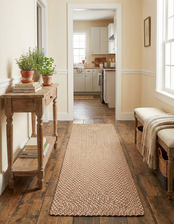 Detail image of 2' x 6' 1  Hand Tweed Braided Jute Runner Rug