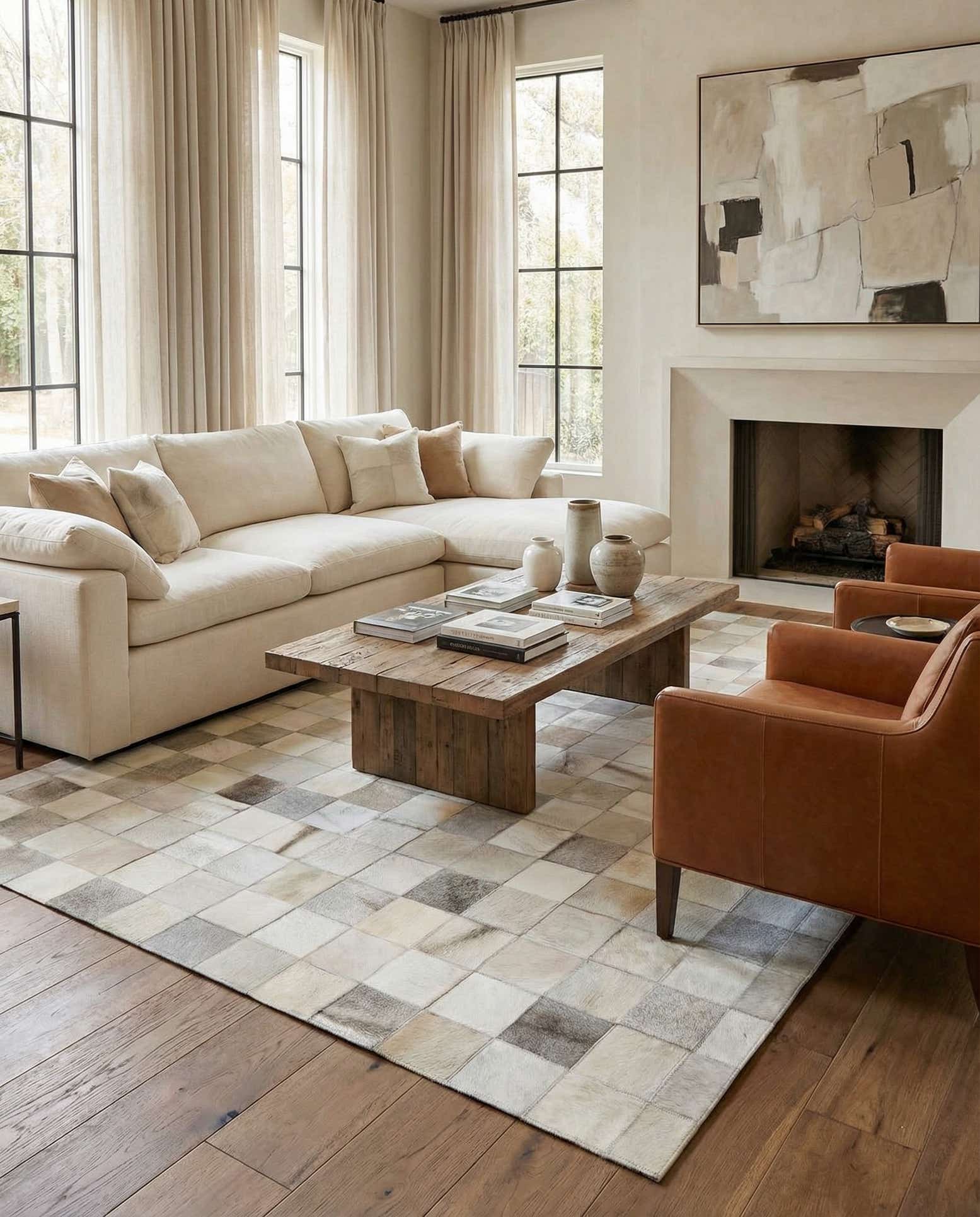 5' x 7' 10 Cowhide Leather Rug