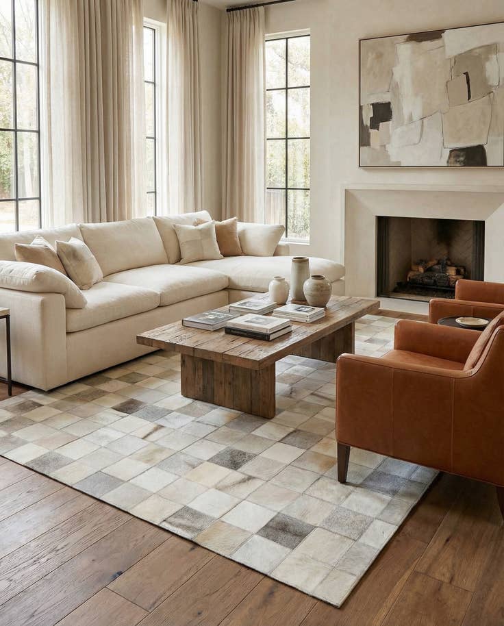 Detail image of 5' x 7' 10 Cowhide Leather Rug