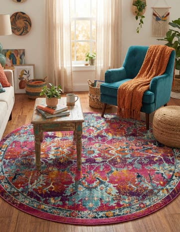 Fuchsia Budapest Round Rug